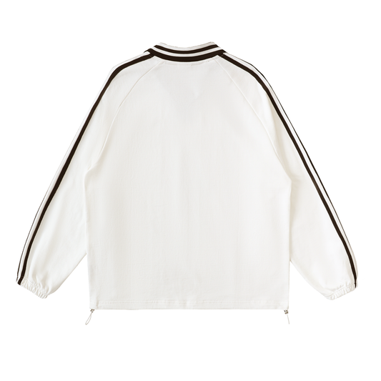 TBS Striped Lapel Collar Sweatshirt