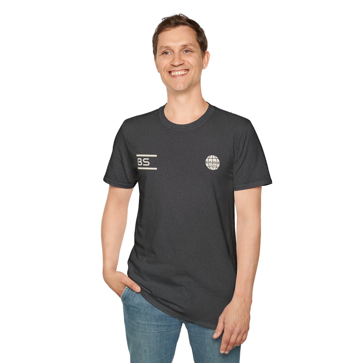 T-Shirt — Minimal Globe Logo 'BS' Chest Tee