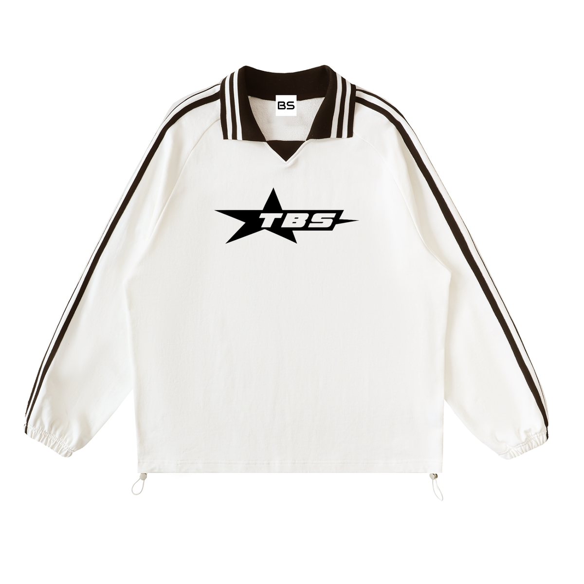 TBS Striped Lapel Collar Sweatshirt